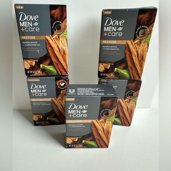 5 X Dove Men +Care Sandalwood +Cardamom Oil Restore Cleansing Bar 5oz - Picture 4 of 4